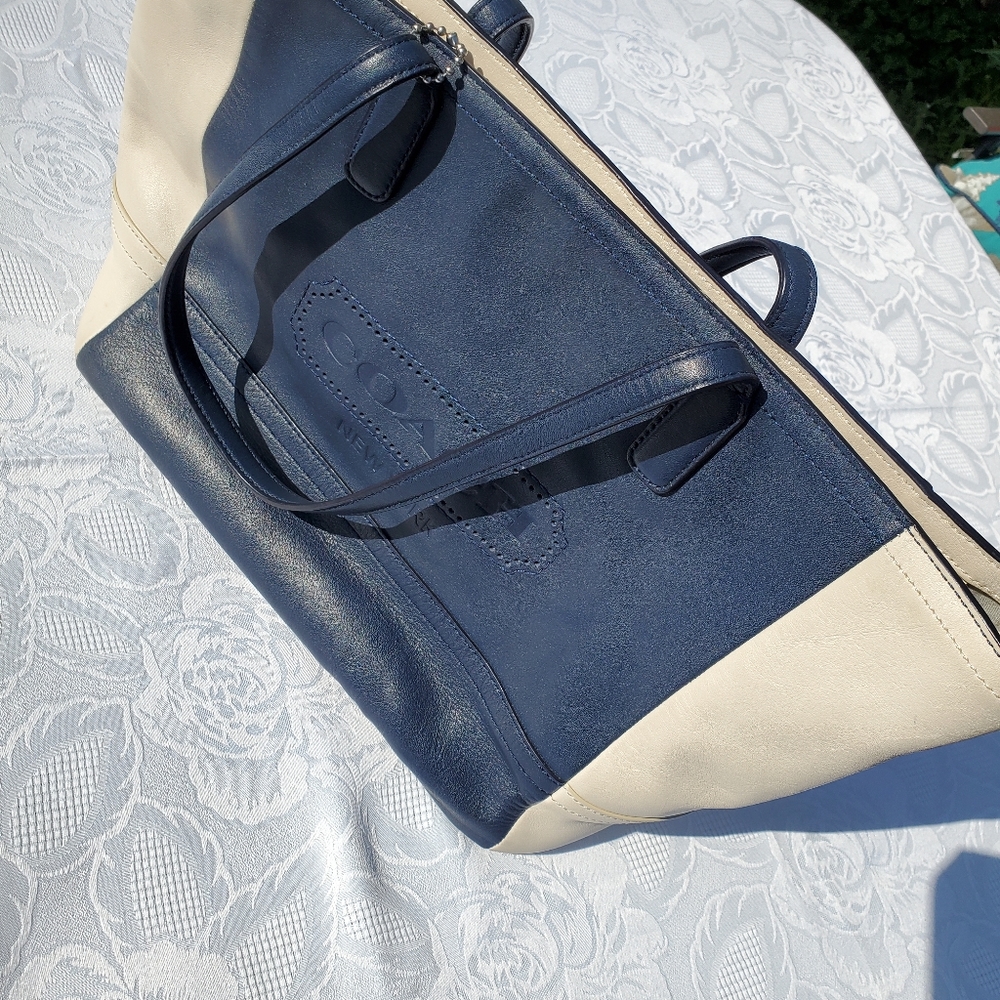 Blue and Cream Colorblock Coach bag